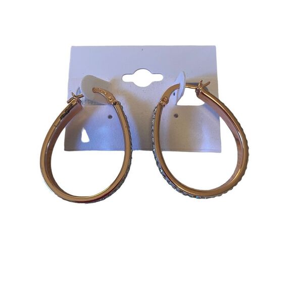 Sofia James Rose Gold & Pave Crystal Teardrop Huggie Hoops. - Picture 5 of 6